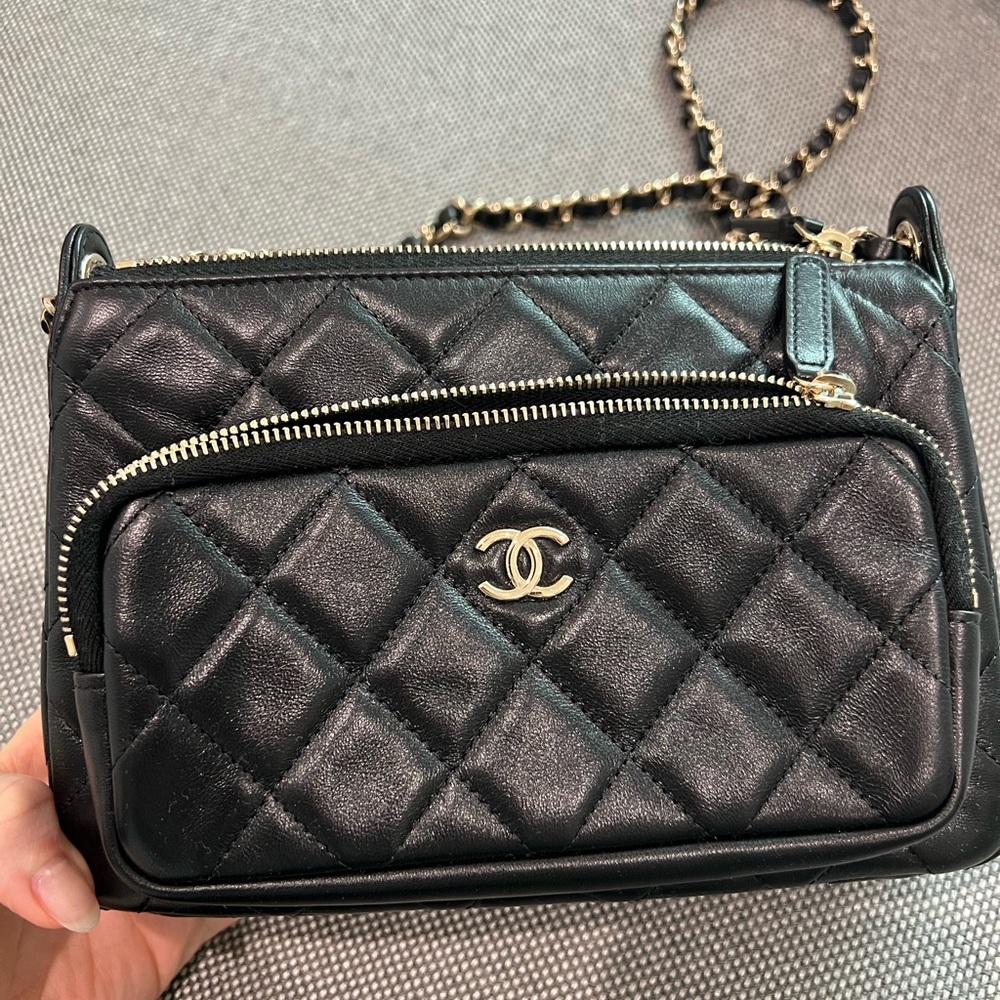 Chanel Black Quilted Shoulder Bag with Chain Strap